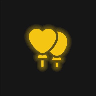 Balonlar sarı parlayan neon simgesi