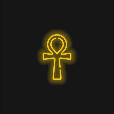 Ankh sarı parlak neon simgesi