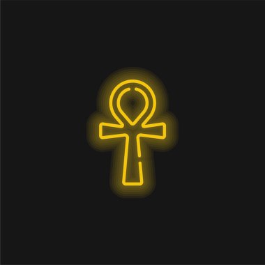 Ankh yellow glowing neon icon clipart