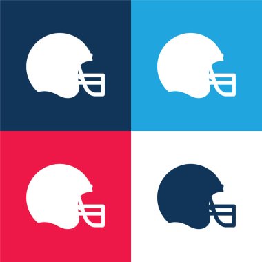 American Football blue and red four color minimal icon set clipart
