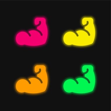 Arm four color glowing neon vector icon clipart