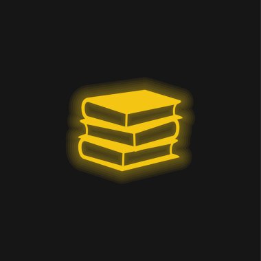 Kitaplar Yığını Üç Sarı Parlak Neon simgesi