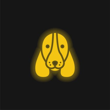 Basset av köpeği kafası sarı parlak neon ikon