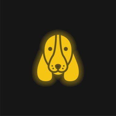 Basset av köpeği kafası sarı parlak neon ikon