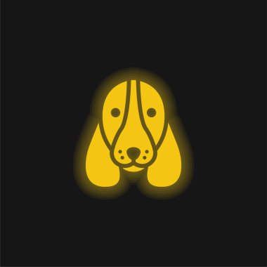 Basset av köpeği kafası sarı parlak neon ikon