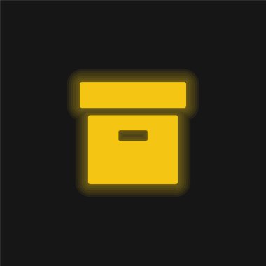 Arşiv İçi Dolu Kutu Sarı Parlak Neon simgesi