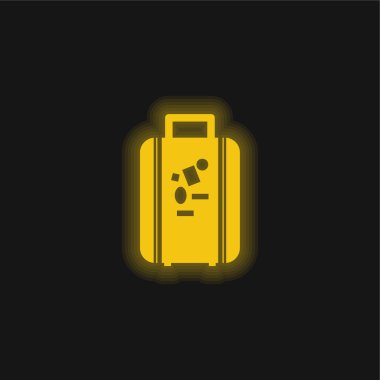 Seyahat sarı parlak neon simgesi için çanta
