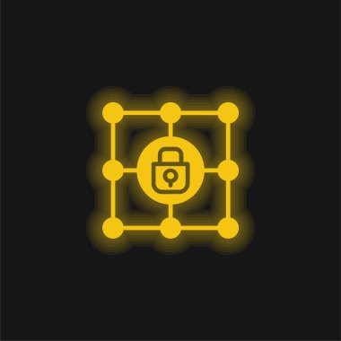 Blok zinciri sarı parlak neon simgesi
