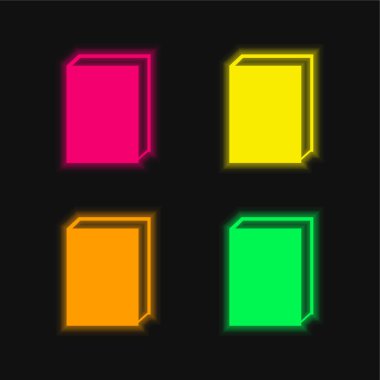 Kitap dört renk parlayan neon vektör simgesi
