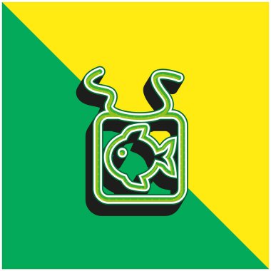 Balık Yeşili ve Sarı 3D vektör logosuna sahip bebek önlüğü