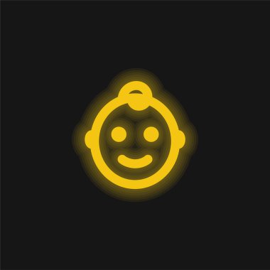 Bebek Çocuk sarı parlak neon simgesi