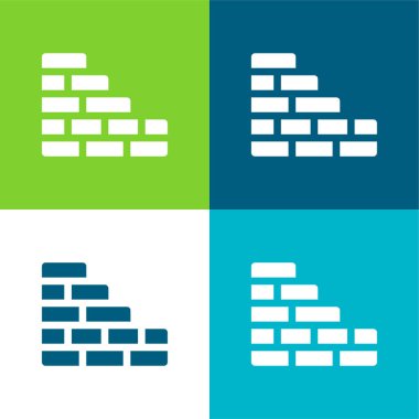 Brick Wall Flat four color minimal icon set clipart