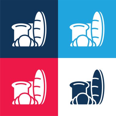 Bread blue and red four color minimal icon set clipart
