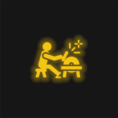 Demirci sarı parlak neon simgesi