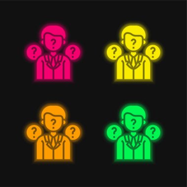 Anonimlik dört renk parlayan neon vektör simgesi