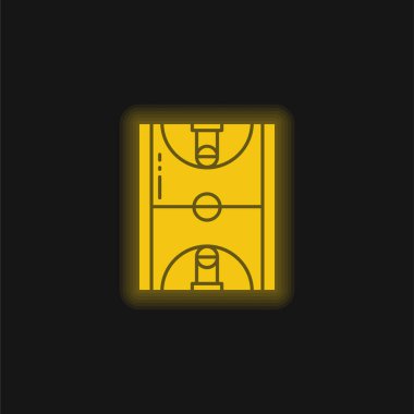 Basketbol sarı parlak neon simgesi