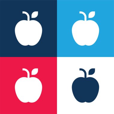 Elma mavisi ve kırmızı dört renk minimal simge kümesi