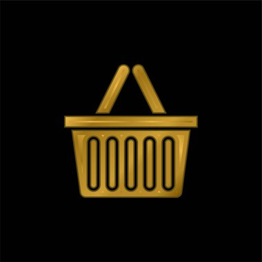 Basket gold plated metalic icon or logo vector clipart
