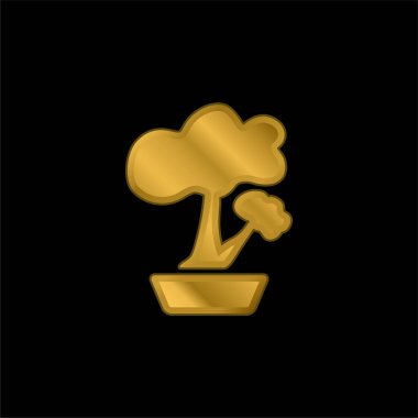Bonsai altın kaplama metalik simge veya logo vektörü