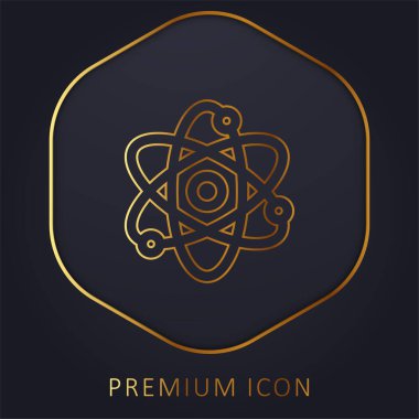 Atom altın çizgisi prim logosu veya simgesi