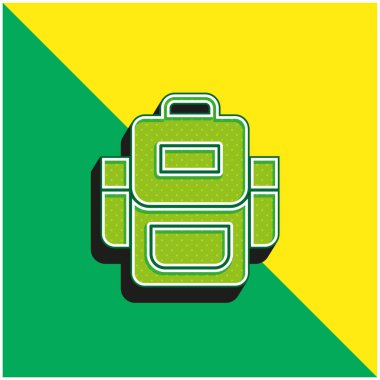 Sırt çantası yeşil ve sarı modern 3d vektör simgesi logosu