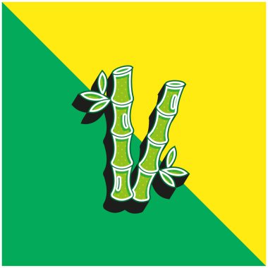 Bambu yeşili ve sarı modern 3d vektör simgesi logosu