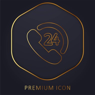 24 Hourse Support golden line premium logo or icon clipart