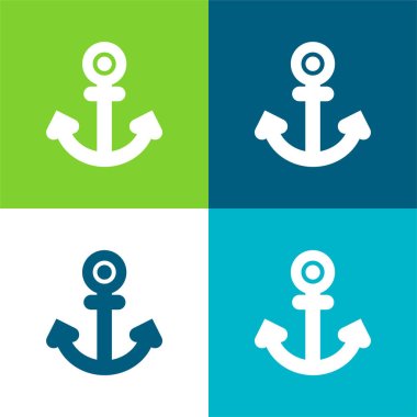 Anchor Tattoo Flat four color minimal icon set clipart