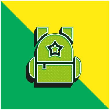 Sırt çantası yeşil ve sarı modern 3d vektör simgesi logosu