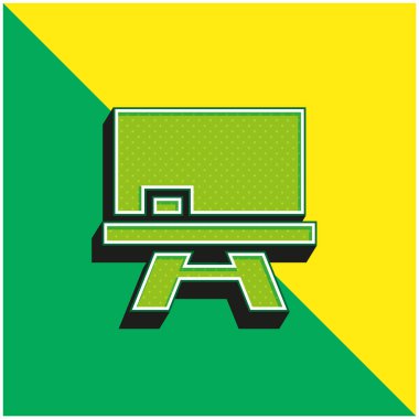 Karatahta Yeşil ve sarı modern 3D vektör simgesi logosu