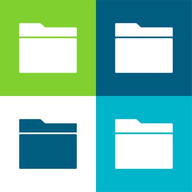 Black Folder Symbol For Interface Flat four color minimal icon set clipart