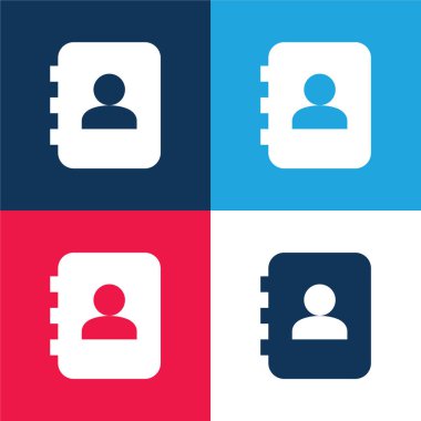 Gündem mavi ve kırmızı dört renk minimal simge kümesi