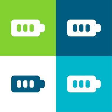 Batarya Düz 4 renk en küçük simge seti