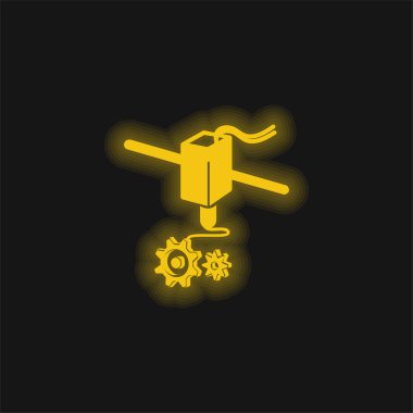 3d Yazıcı Yapılandırma Arayüzü Sembol sarı parlak neon simgesi