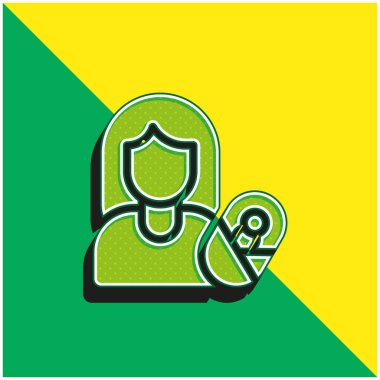 Evlat Edinme Ana Yeşil ve Sarı 3D vektör simgesi