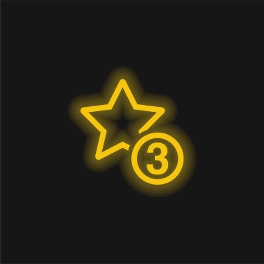3 Yıldız Sembolü Sarı parlak neon simgesi