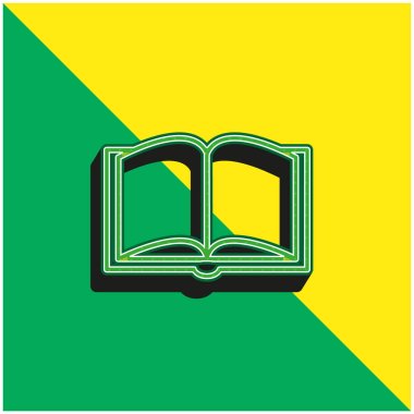 Kitap Üst Görünüm Yeşil ve Sarı 3D vektör logosundan Ana Hattı Açılıyor