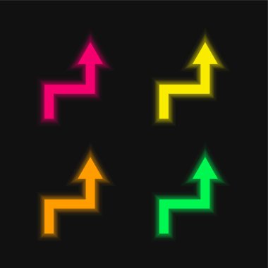 Dört renk parlayan neon vektör simgesi