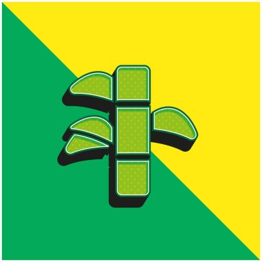 Bambu yeşili ve sarı modern 3d vektör simgesi logosu