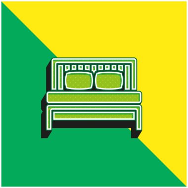 Yatak Yeşil ve Sarı Modern 3D vektör simgesi logosu