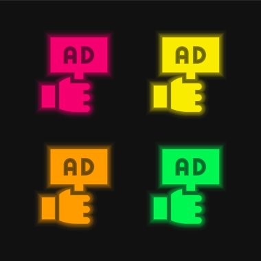 Dört renk parlayan neon vektör simgesi tanıtılıyor