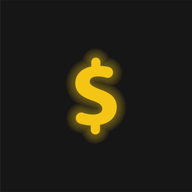 Büyük Dolar İşareti Sarı parlak neon simgesi