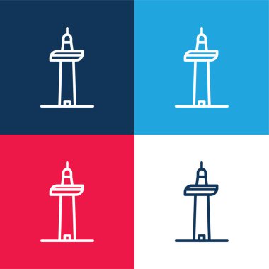 Auckland blue and red four color minimal icon set clipart