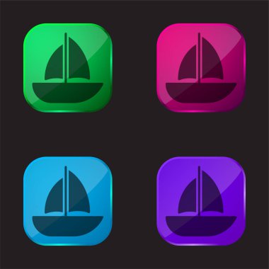Tekne dört renkli cam düğme simgesi