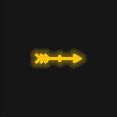 Sarı ok parlayan neon simgesi