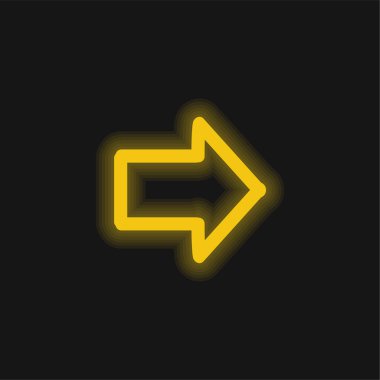 Sağ El 'i Gösteren Ok Sembolü Sarı Parlayan Neon Simgesi