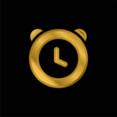Alarm Saati altın kaplamalı metalik simge veya logo vektörü