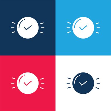Approval blue and red four color minimal icon set clipart