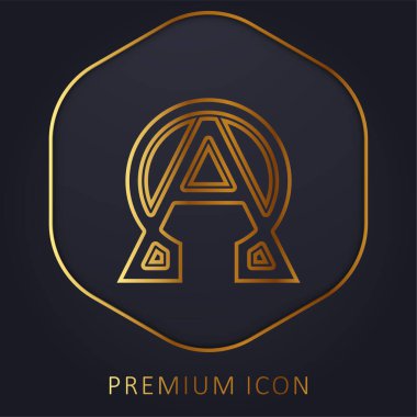 Alfa ve Omega altın çizgisi prim logosu veya simgesi