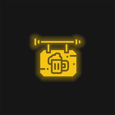 Bira sarısı parlak neon simgesi